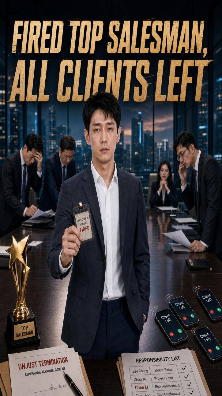 Poster Fired Top Salesman, All Clients Left