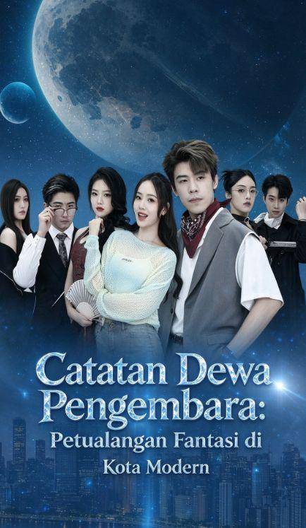 Poster Catatan Dewa Pengembara: Petualangan Fantasi di Kota Modern